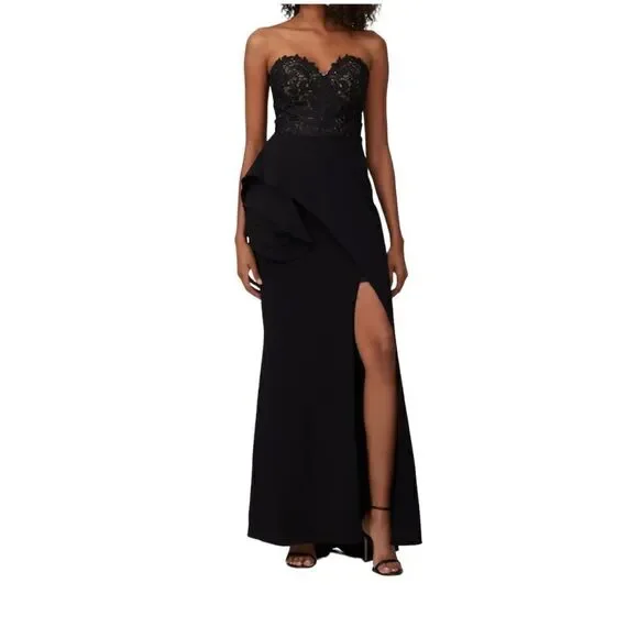 Badgley Mischka Sweetheart Lace Strapless Gown Size 6